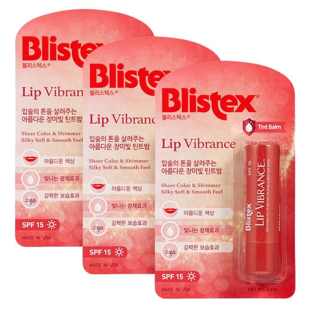 Blistex Lip Vibrance Lip Balm, Rose Red, 3.69g, 3 pieces
