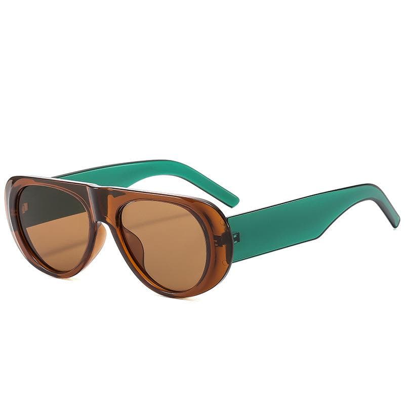 Vintage Big Frame Ellipse Women Square Sunglasses Black Round Cool Men Designer Pilot Sun Glasses MULTI