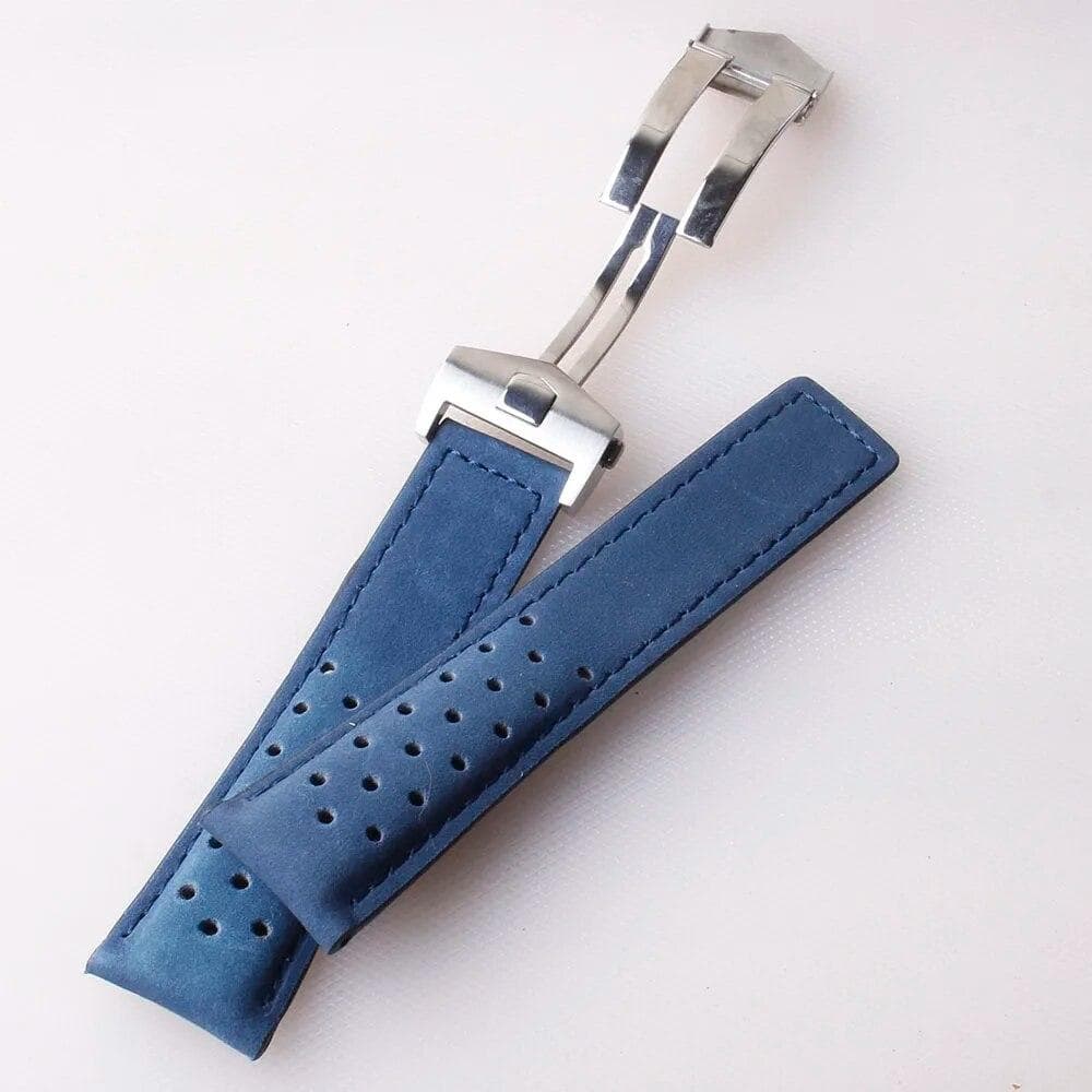 Cow Leather Watchbands for TAG HEUER CARRERA Series 20mm 22mm 24mm Men Band Watch Straps Wrist Bracelet Accessories Fold Buckle Blue 22mm