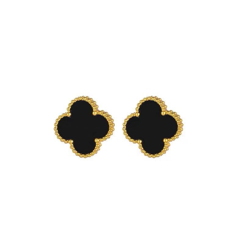 Fashion High-Grade Four-Leaf Clover Earrings Elegant Luxury Titanium Steel Ladies Earrings black