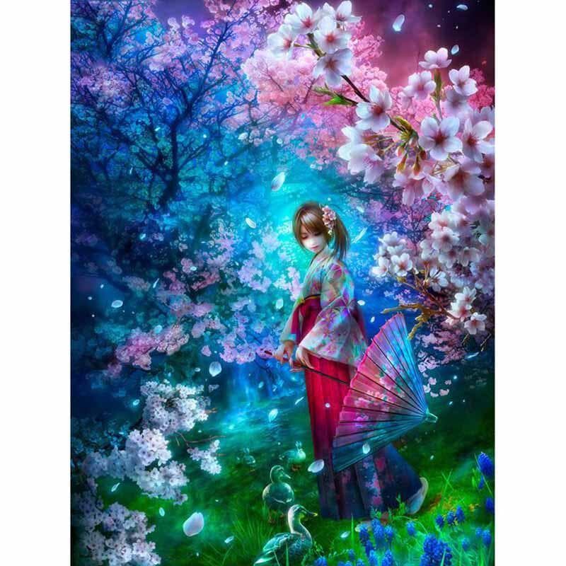 Diamond Embroidery Acrylic Japanese Style Girl Wall Sticker Full Drill Bedroom Decor Factory Direct 20X30CM