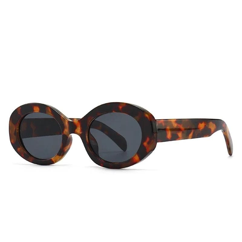 Fashion Oval Women Sunglasses UV400 Retro Leopard Print Modern Shades for Women and Men Designer Brand As the picture