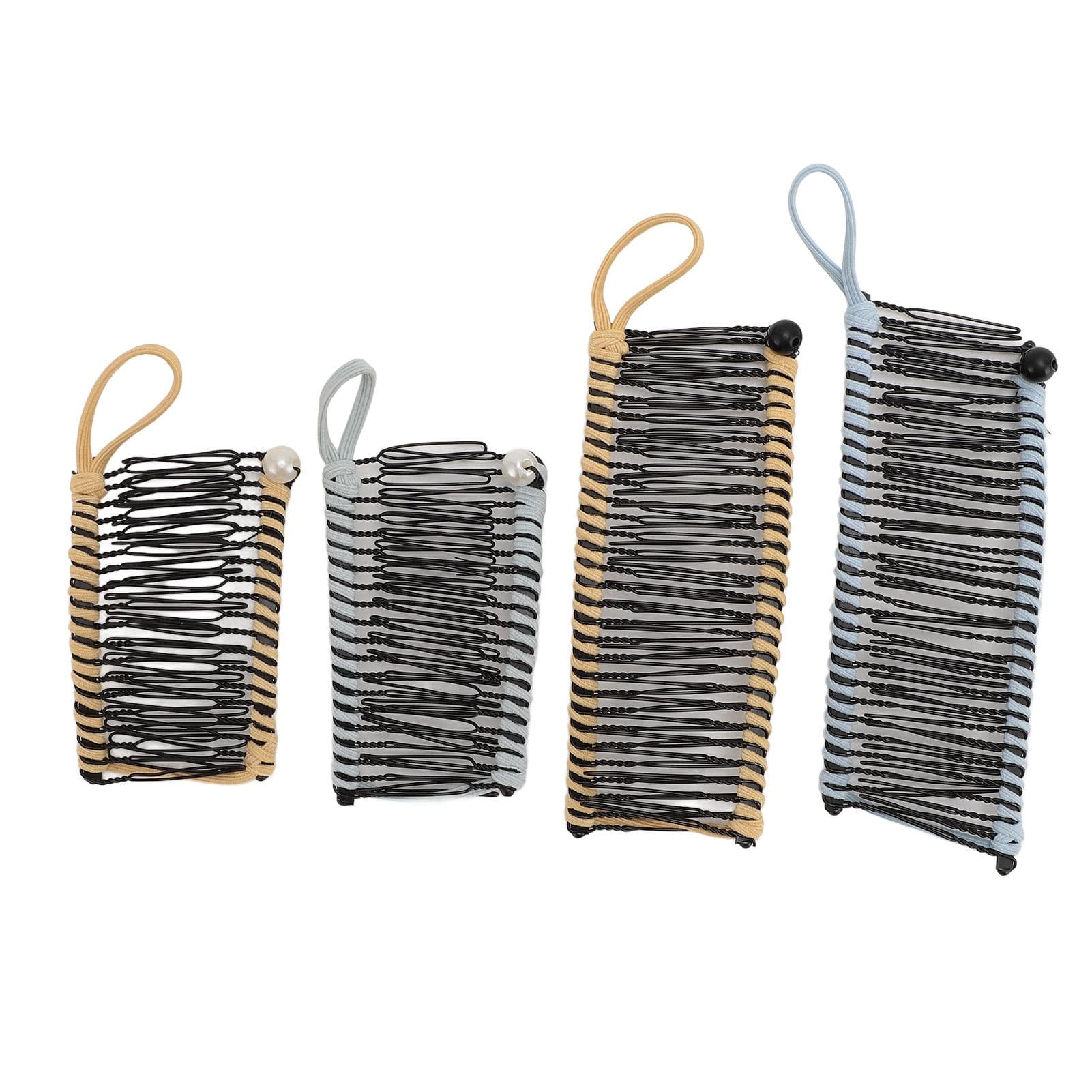 4 Packs Stretchy Banana Hair Clip Vintage Banana Barrette Clincher Comb for Women Blue Yellow