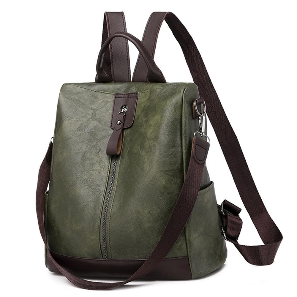 Crossborder women s backpack women s 2022 new PU women s bag European and American retro leisure green