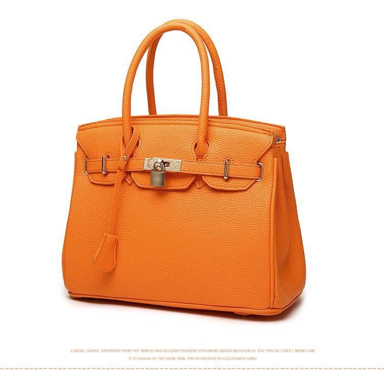 Women Bag Litchi Pattern Bag Shoulder Diagonal Tote Bag Fashion Women's Bag Red Bridal Bag orange