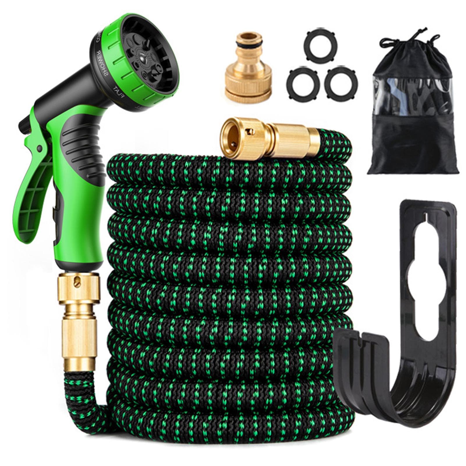75ft Expandable Garden Hose with 9 Function Nozzle Flexible Strong Water Hose with 3/4 Inch Solid EU connector & 50ft