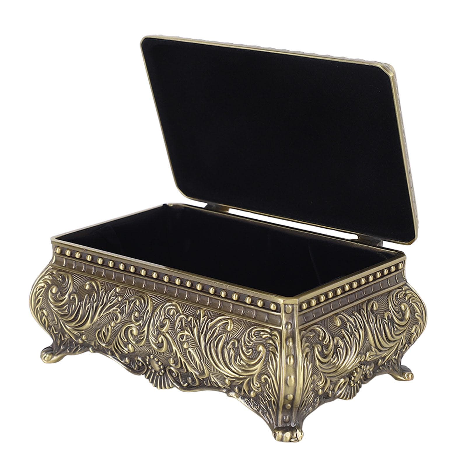 Metal Jewelry Box Rectangular Trinket Storage Box Vintage Jewelry Box for Women Girls Birthday bronze
