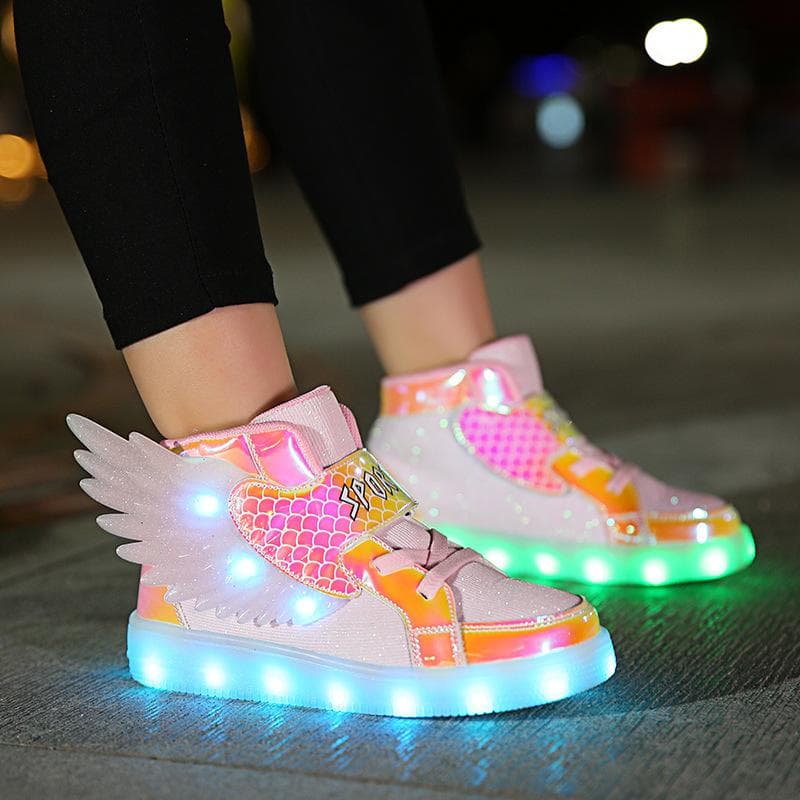 New Spring and Autumn Models Middle and Small Children Led Charging Luminous Shoes Children's Shoes USB Colorful Light Shoes Trendy 37