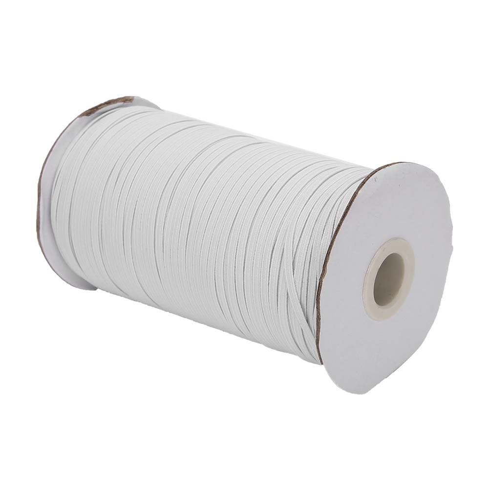 200 YardsRoll Face Shield Clothes Flat Rubber Band Cord Cuff Elastic Band RopeWhite