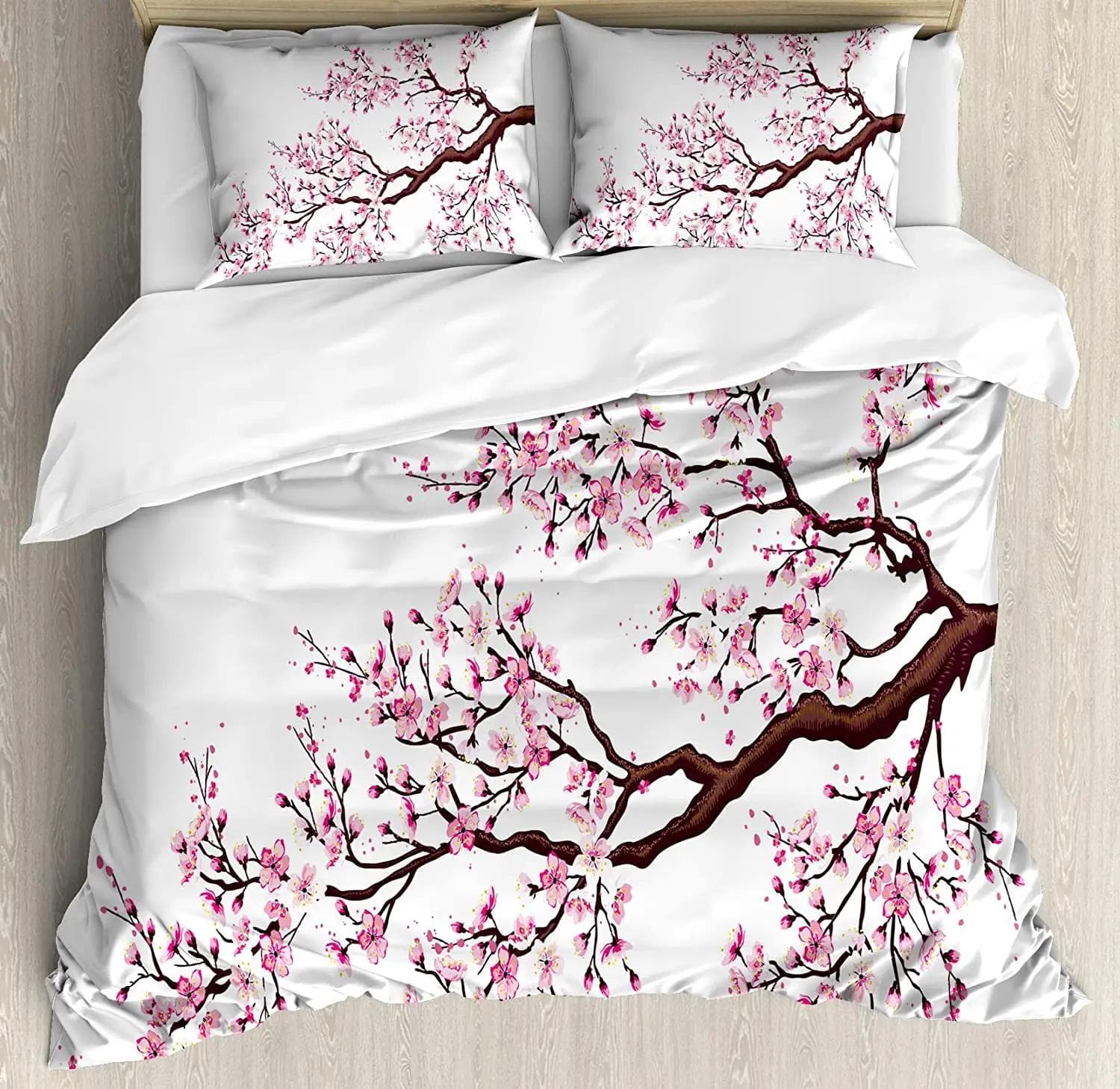 Floral Bedding Set Comforter Duvet Cover Pillow Shams Poppies of Spring Season Pastoral Flowers Bot Bedding Cover Double Bed Set 155x215cm 3pcs