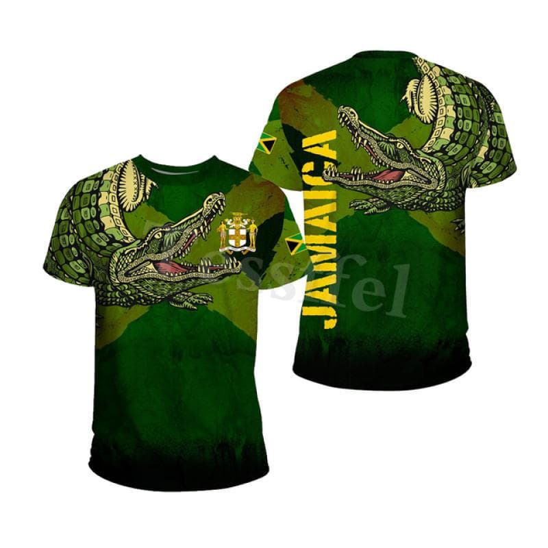 Tessffel Jamaica Lion Emblem Summer Fashion 3D Print Tops Tee Tshirt Men Women Short Sleeve T shirt Streetwear Style-4 XL