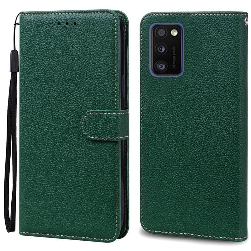 A41 Case For Samsung Galaxy A41 Case Wallet Leather Filp Case For Samsung A41 A 41 Case A415F Soft Silicone Cover Coque Fundas For Samsung A41 dark green
