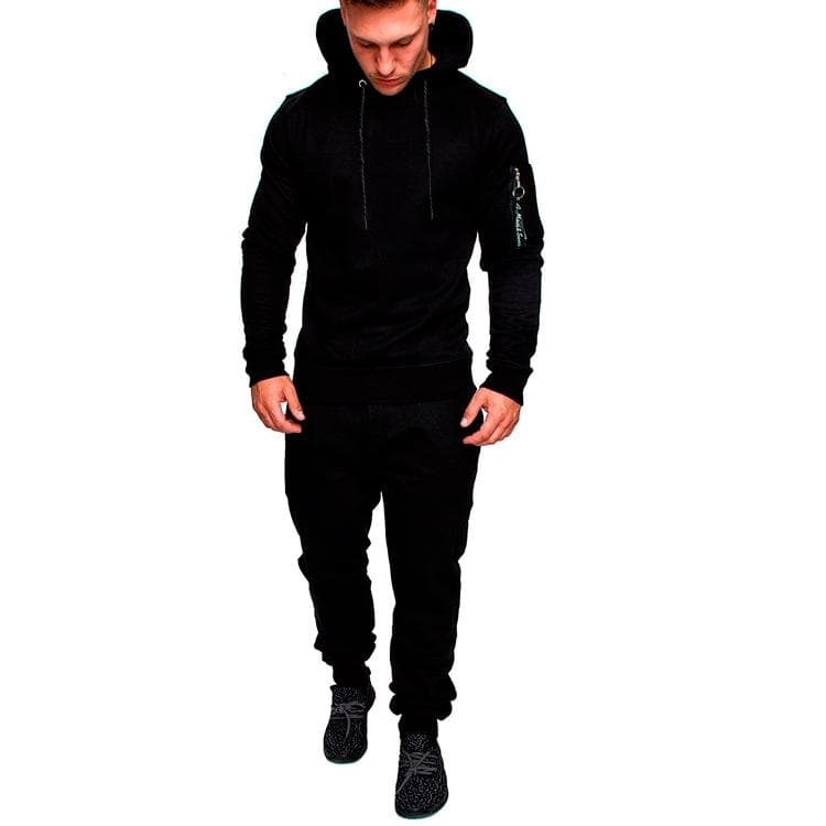 Men's Sportswear Set Two-piece Casual Jogging Warm Breathable Fitness Sportswear Set Military Tactical Hoodie + Trousers M