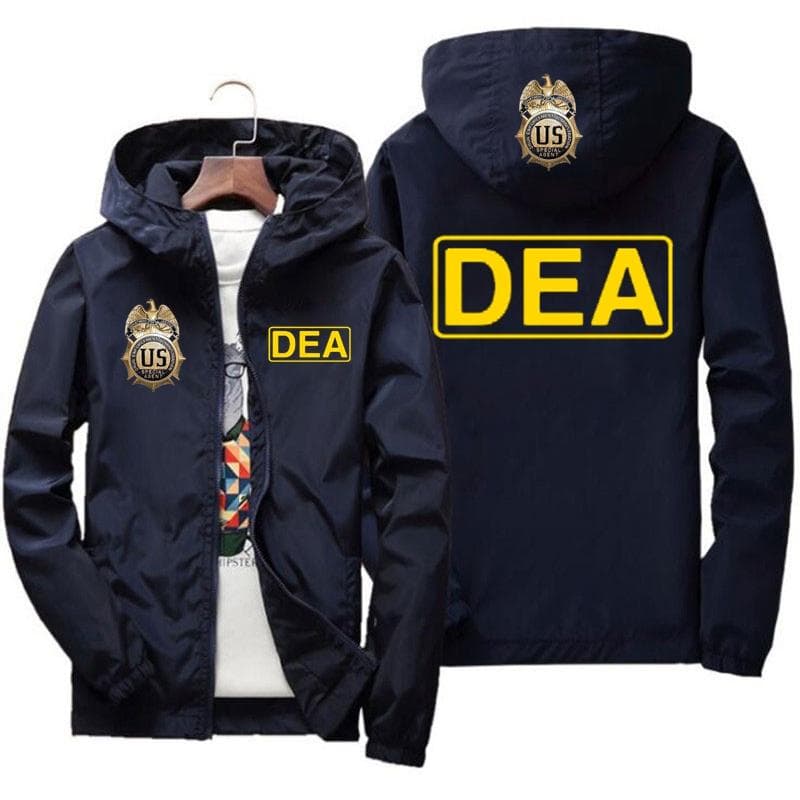 DEA logo zippered jacket men's oversized casual jacket chaquetas hombre 7XL Windbreaker Harajuku street clothing XL navy blue/yellow