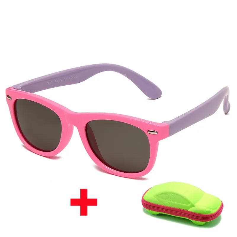 Baby Silicone Sunglasses with Glasses Box Boys Girls Outdoor Goggles Sun Glasses AC Lens Safety Glasses Gift for Kids As picture