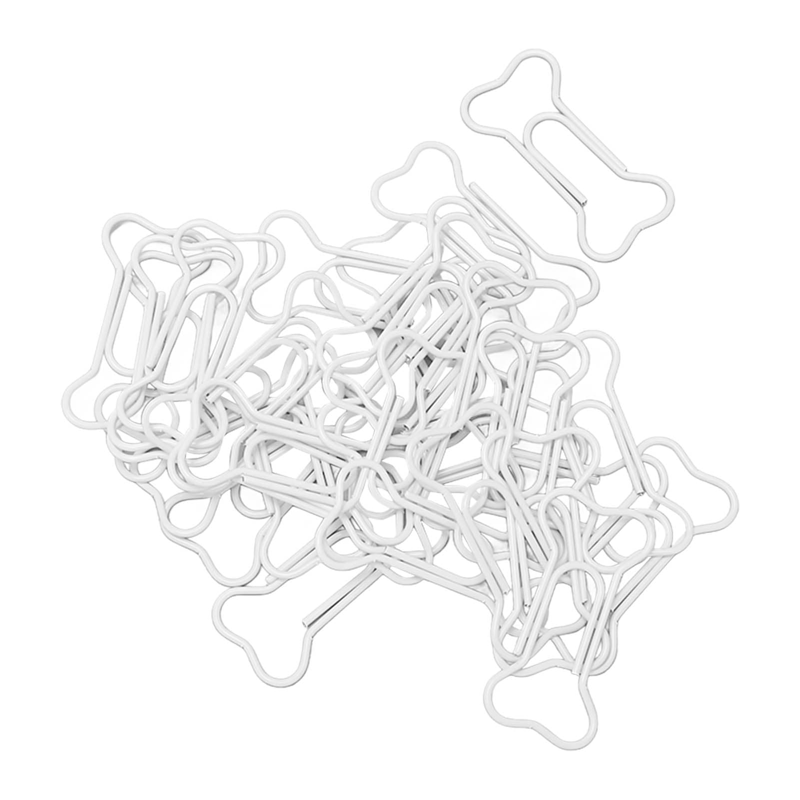 30Pcs Fancy Paperclips Bone Shape Plastic Covered Wire Multi Purpose Cute Paper Clips for Notebook white