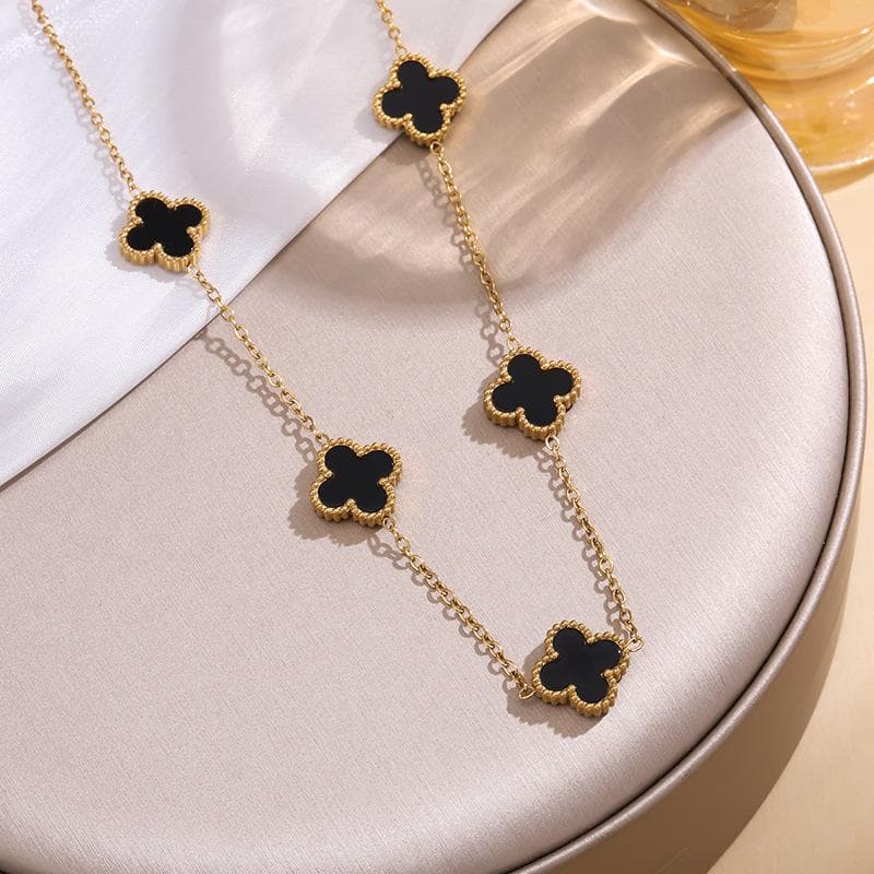 13MM Titanium Steel Four Leaf Clover Five Flower Double sided Beimu Necklace 18K Genuine Gold Plated Non fading Light Luxury Clavicle Chain