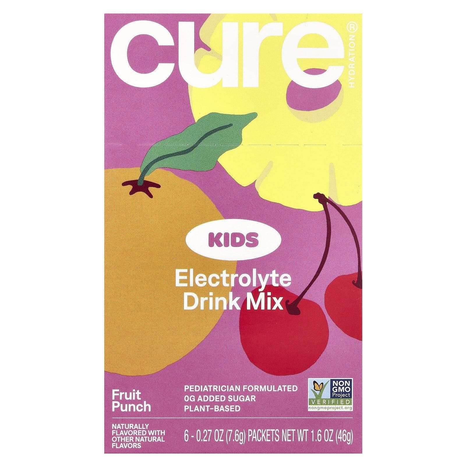 Cure Hydration, Children's, Electrolyte Drink Mix, Fruit Punch, 6 packs, 0.27 oz (7.6 g) each