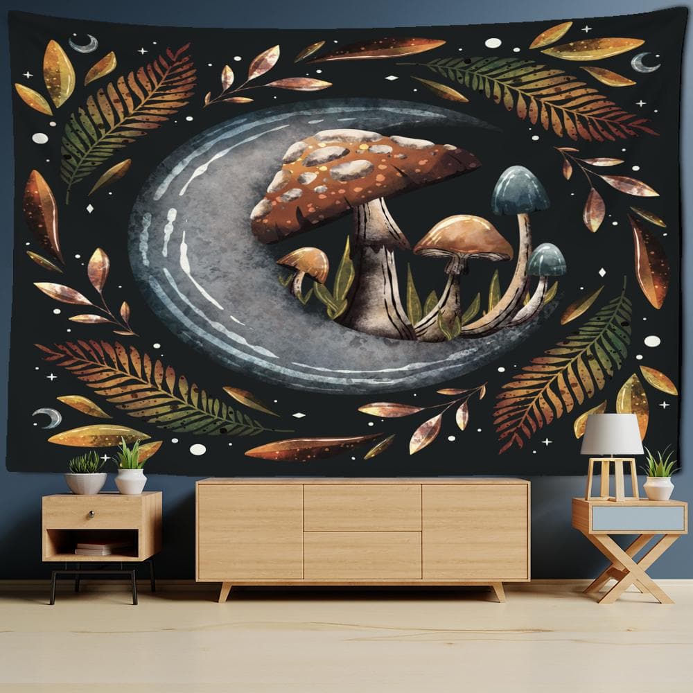 Psychedelic Floral Tapestry Wall Hanging Mushroom Bohemian Hippie Witchcraft Mystery Bedroom Room Home Decor 95x70cm