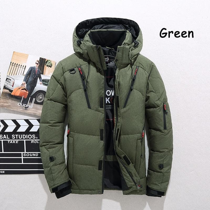 -30℃ Winter Men Duck Thick Down Jacket Men Snow Parkas Coat Male Warm Winter Down Jacket Outerwear XXL green