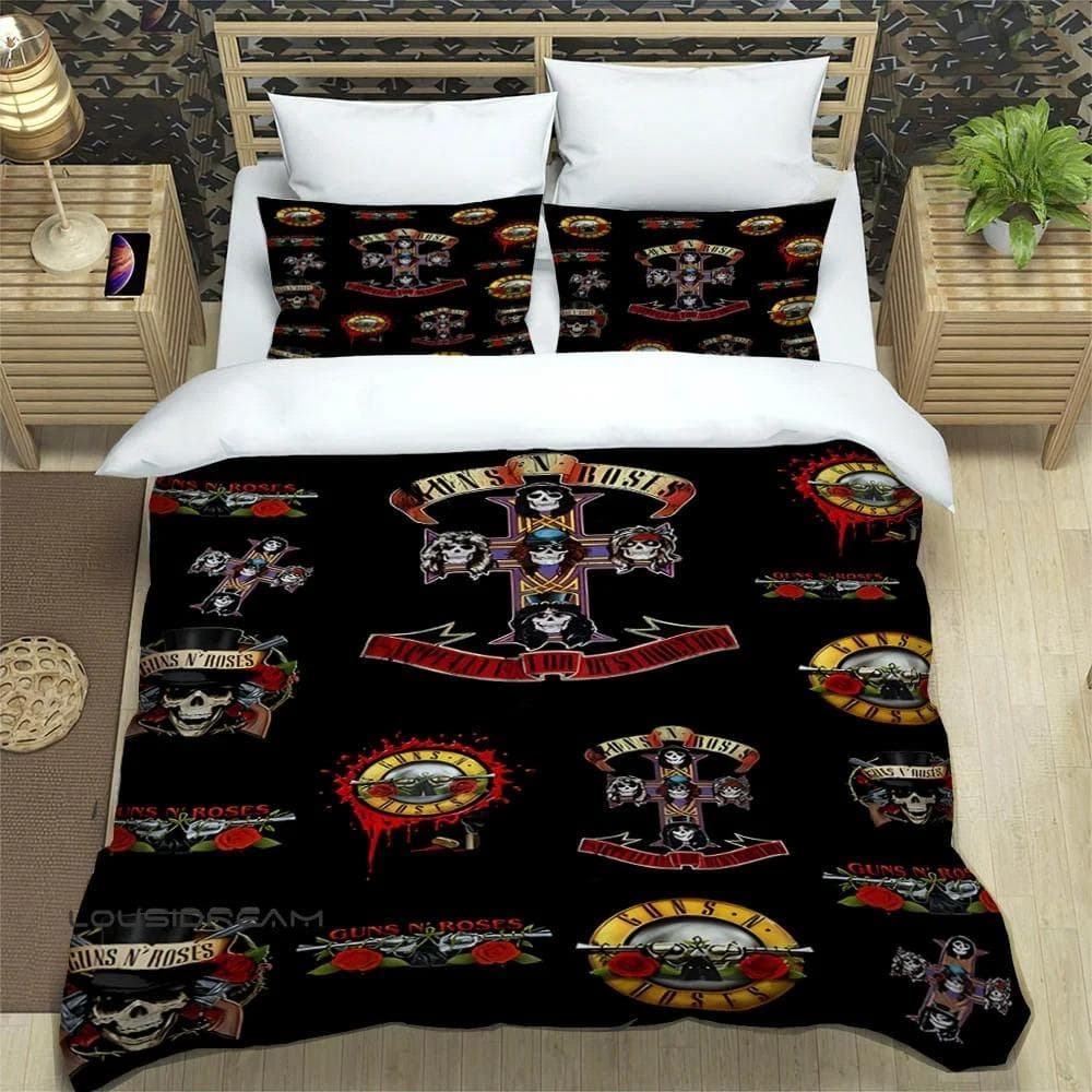 Rock Band Guns N' Roses Bedding Sets exquisite bed supplies set duvet cover bed comforter set bedding set luxury birthday gift AU Single 140x210cm