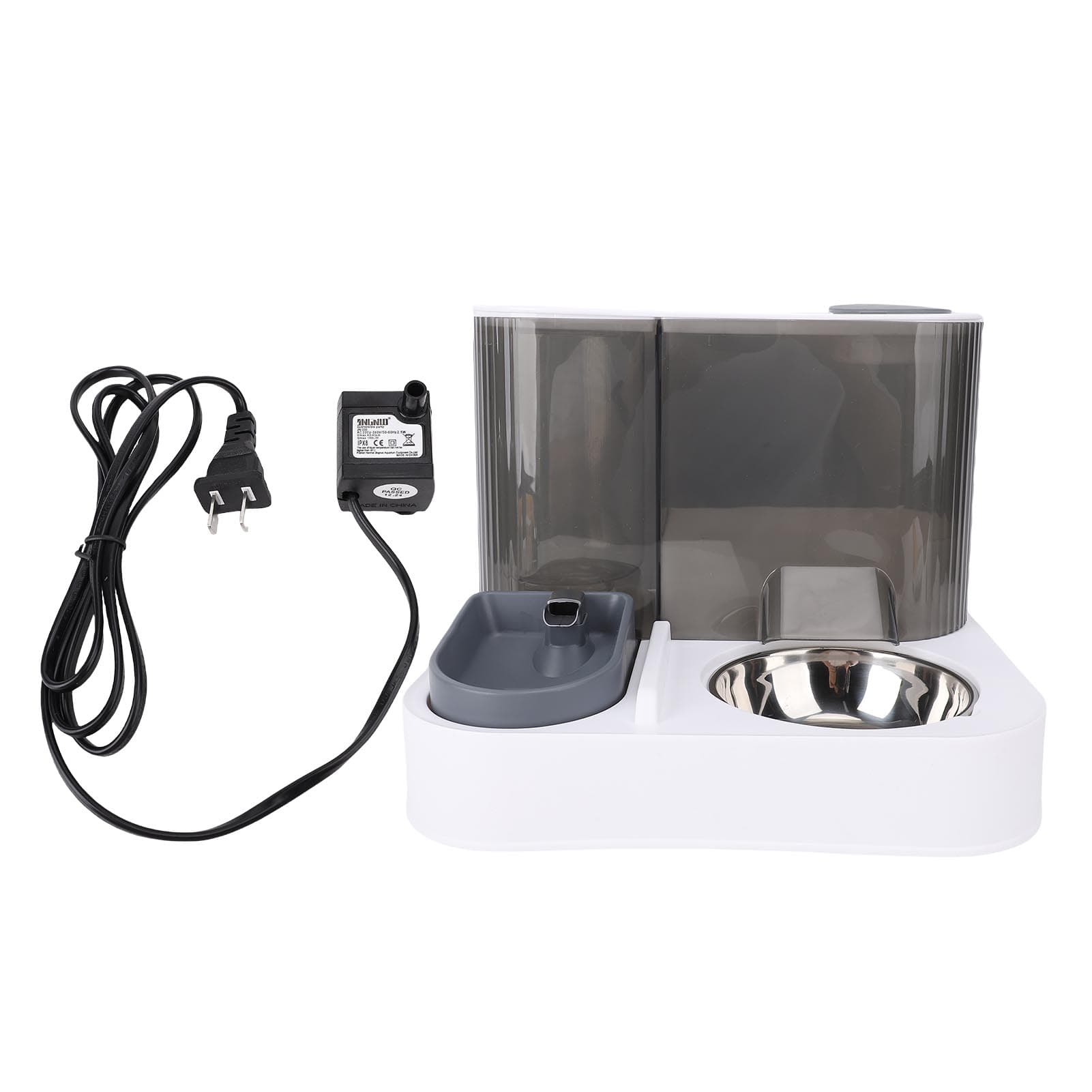 2 In 1 Dog Food Feeder and Water Dispenser Leakproof Long Lasting Freshness Automatic Pet Feeder gray