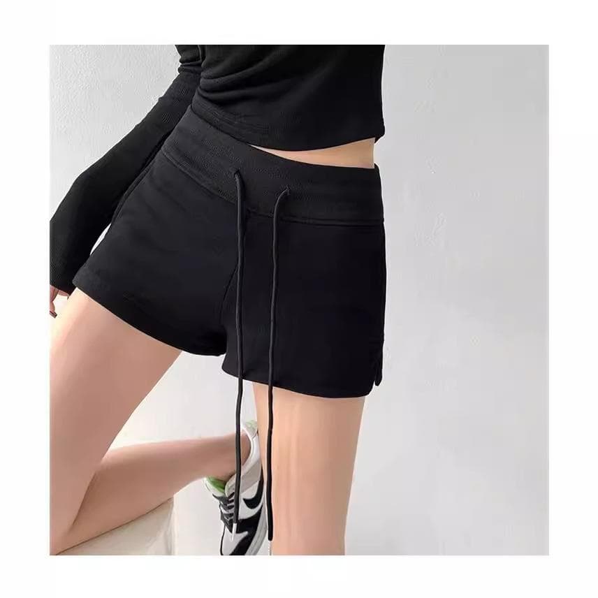 Summer High Waist Sports Casual Shorts Slim-fit Straight Pants 2XL black