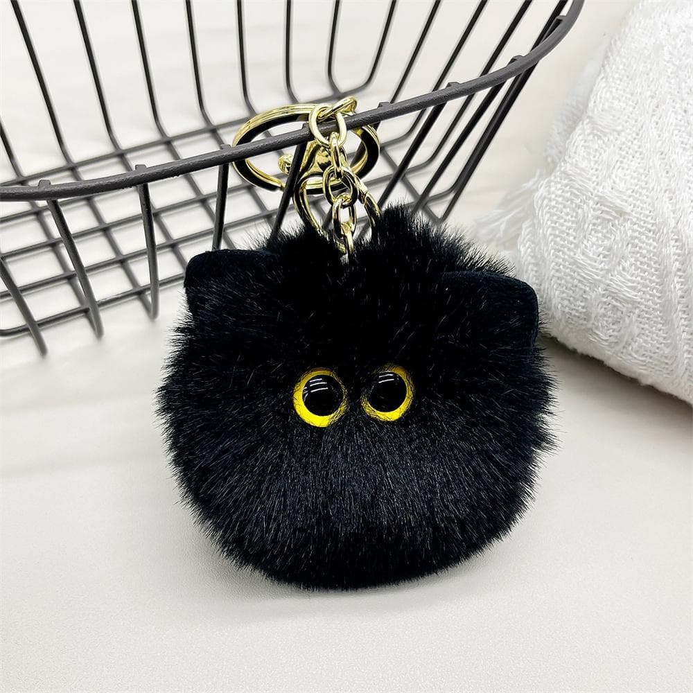 Cute Plush Cat Keychain Cartoon Doll Toy Pendant Keyring For Women Girls Bag Ornament Car Key Chain Children Gifts black