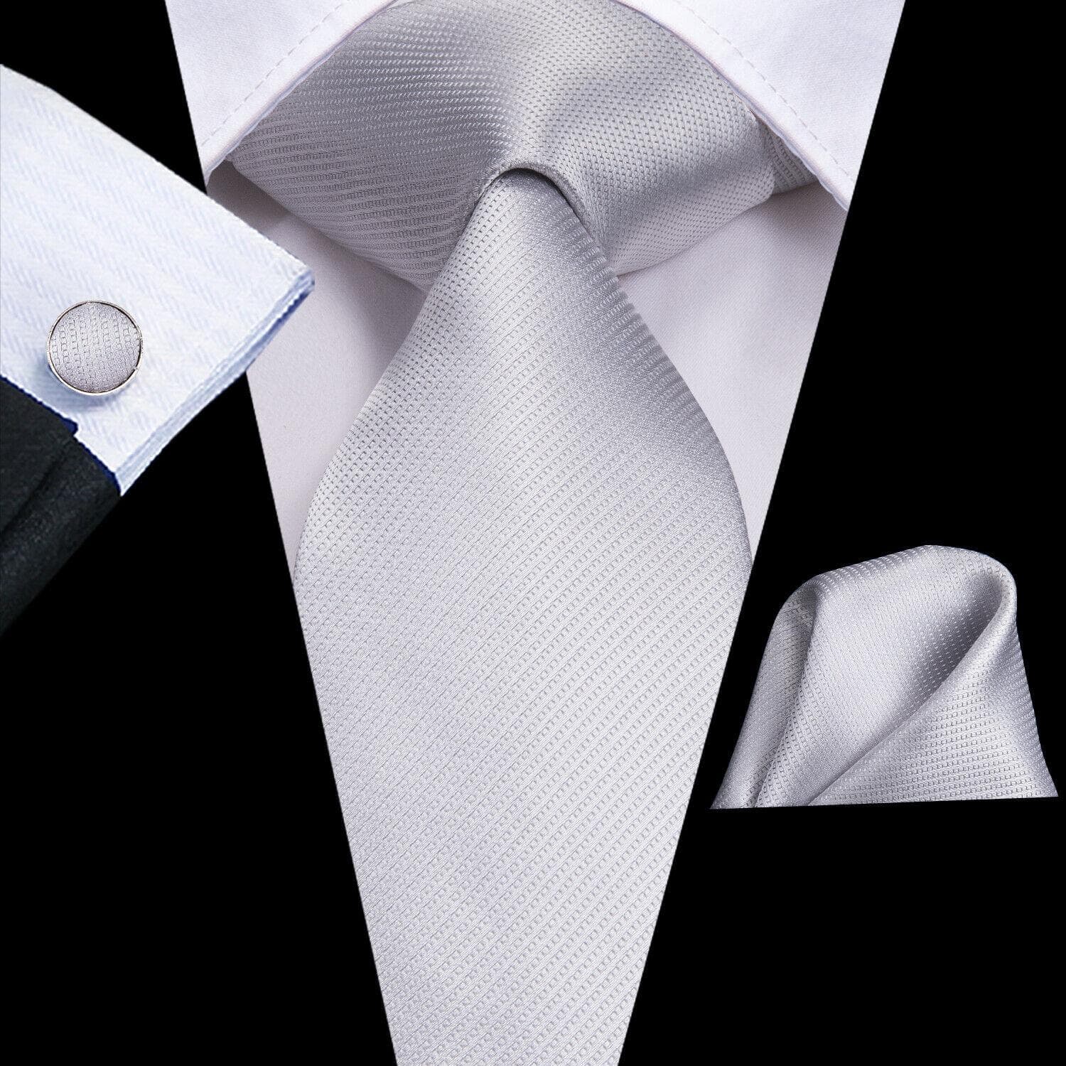 Hi-Tie Mens Accessories Silk Tie Handkerchief Cufflinks Set for Wedding Party Floral Solid Necktie N-3137