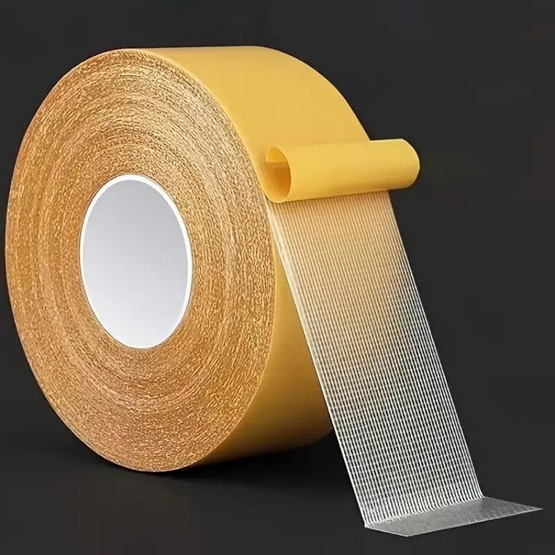 Heavy-Duty Double-Sided Tape Super Strong Adhesive with Fiberglass Mesh for Walls & Glass, Waterproof Transparent Mounting Tape 2cm*10m