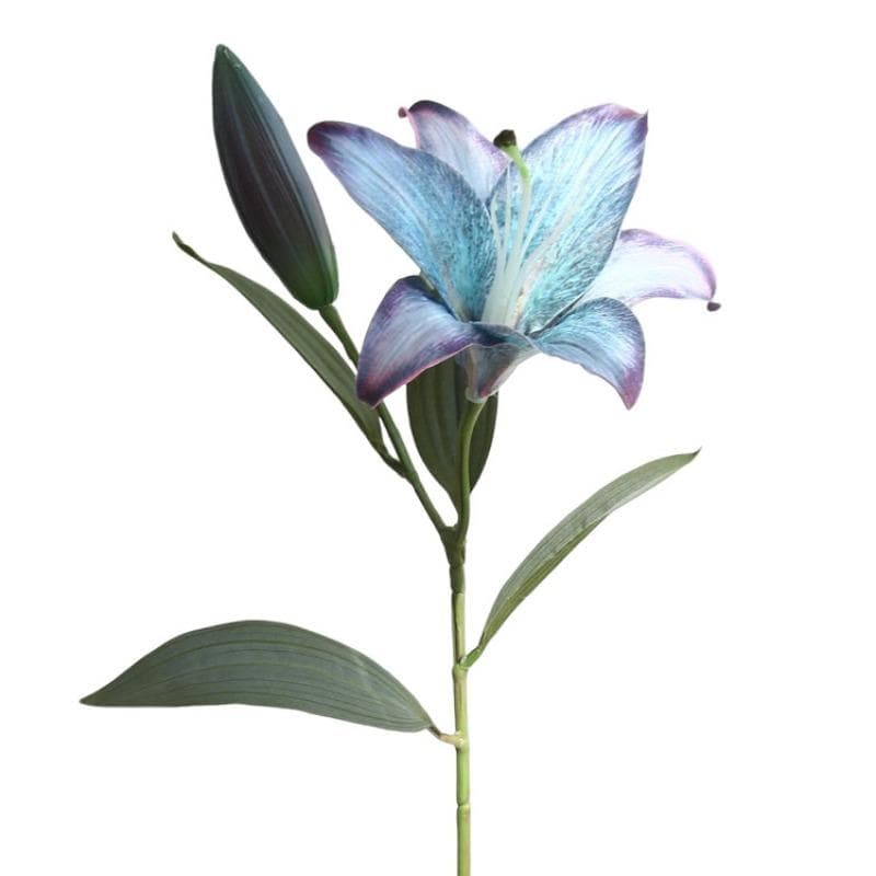 5Pcs Artificial Lily Flowers Vintage Lily Flowers Silk Flowers for Home Decor Indoor Floral Arrangement Wedding Party Decor blue