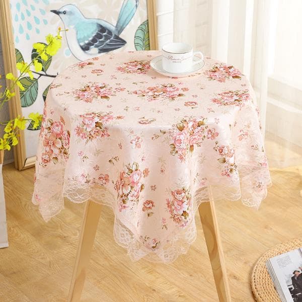 Household Minimalist Dining Table Cloth Countryside Style Small Round Table Cover Rectangular Floral Lace Universal Tablecloth 55x55cm