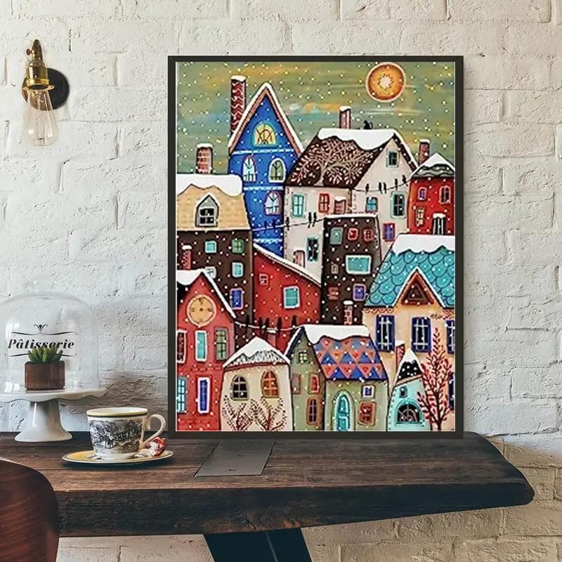 5D DIY Diamond Painting Dense House Cross Stitch Kit Mosaic Diamond Embroidery Full Round/Square Drill Home Decoration Square 30x40cm