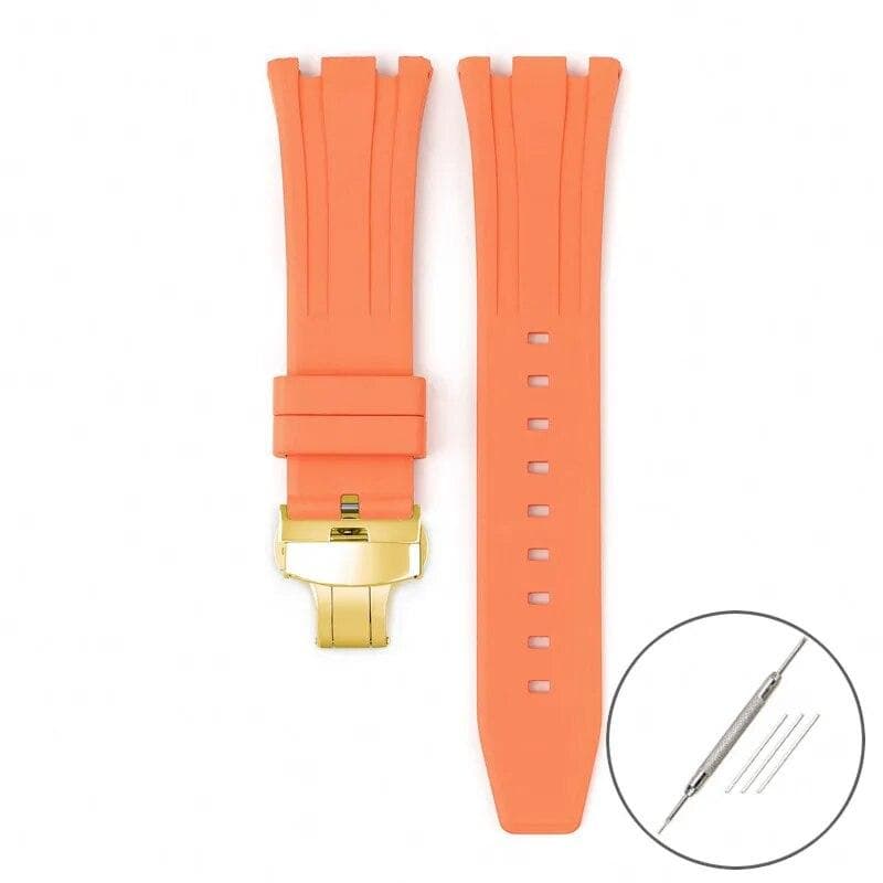 Fluoro Rubber Strap for Audemars Piguet Royal Oak 15400 15500 26331 Butterfly Buckle Men Soft FKM Replace Watch Band for AP 26mm 26mm