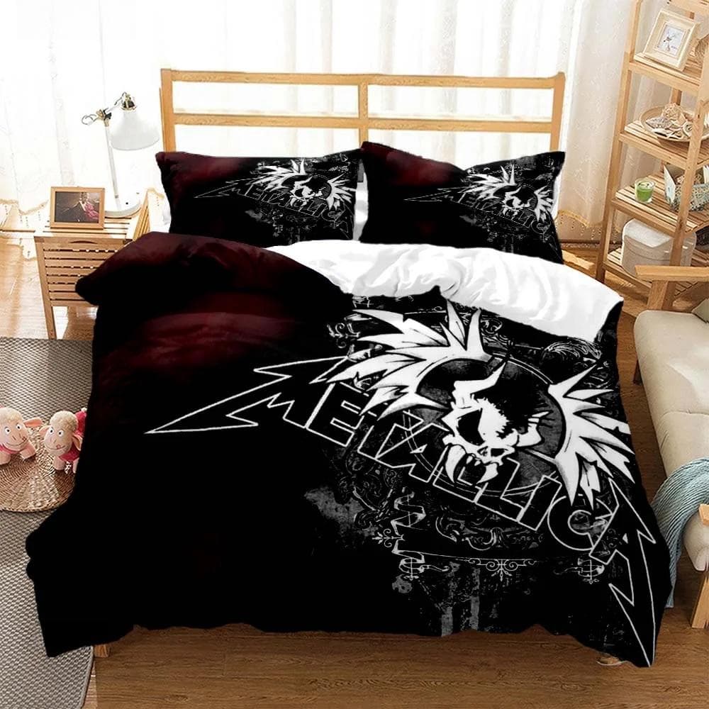 Metal Music Band M-Metallica Bedding Set Single Twin Full Queen King Size Bed Set Adult Kid Bedroom Duvet cover Set Home Textile EU King 240x220cm