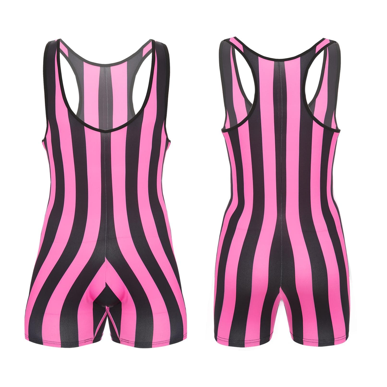Men's One Piece Swimsuit Sleeveless Slim Fit Fitness Gym Sports Bodysuit Men Surfing Clothes XXL hot pink