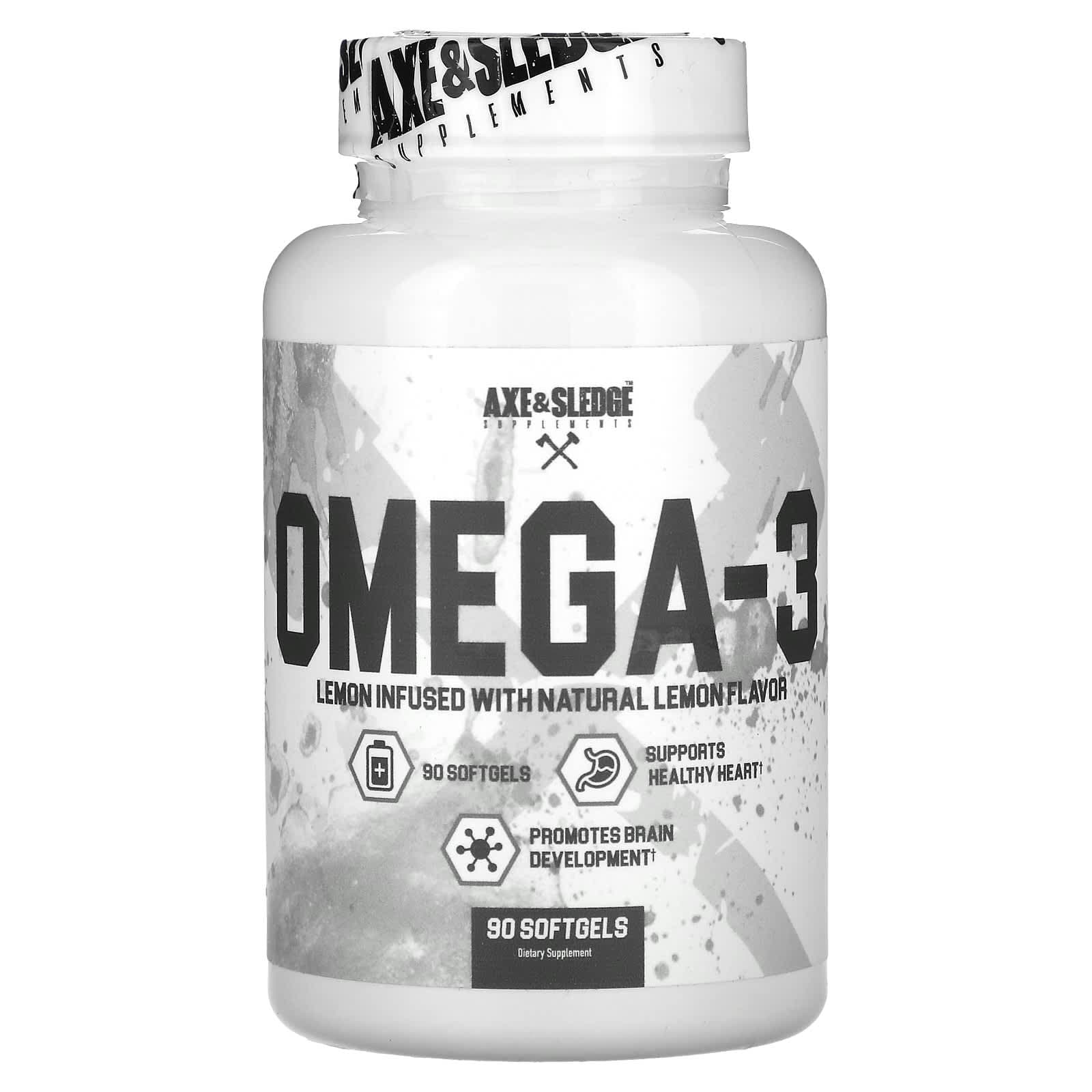 Ax & Sledge Supplements, basic, omega-3, natural lemon flavor, 90 softgels