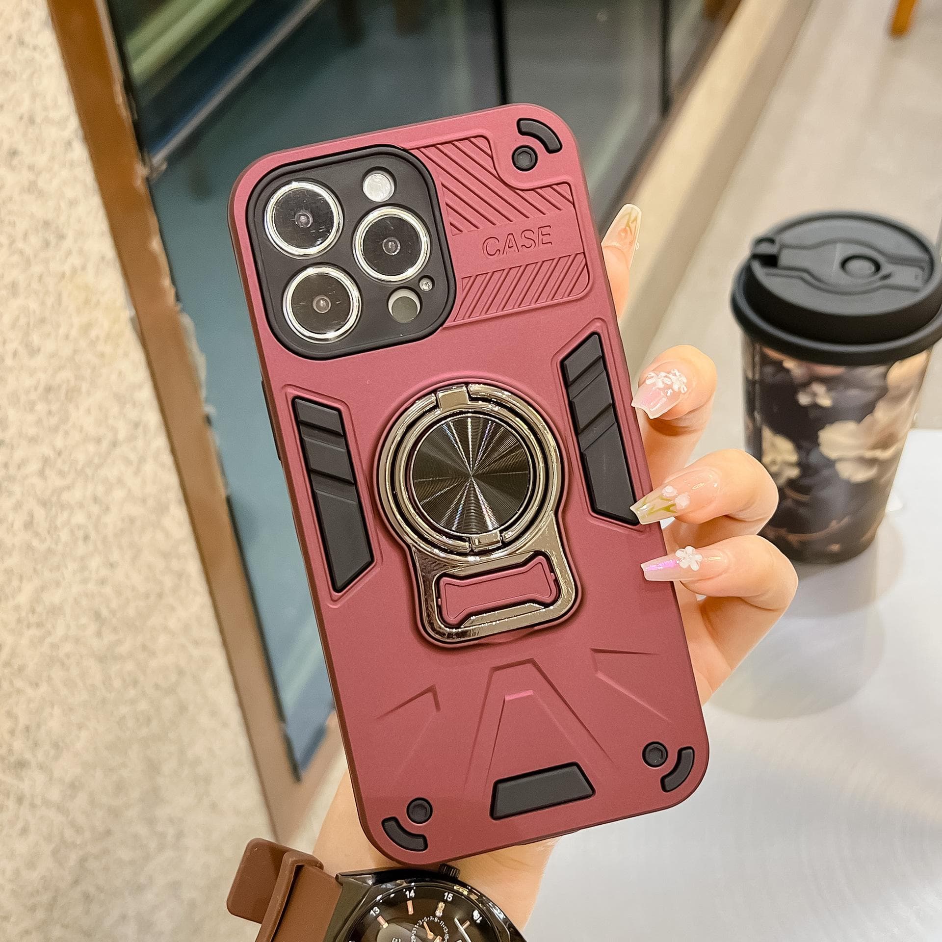 Suitable for IPhone16Pro Mobile Phone Case Magnetic Suction Apple 15/14 with Bracket Full-cover Anti-fall Protection Case Apple 16Plus