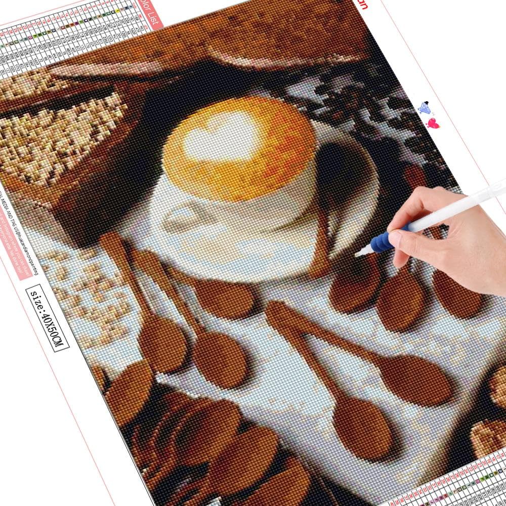 5D DIY Diamond Painting Coffee Handmade Gift Diamond Embroidery 20X30CM
