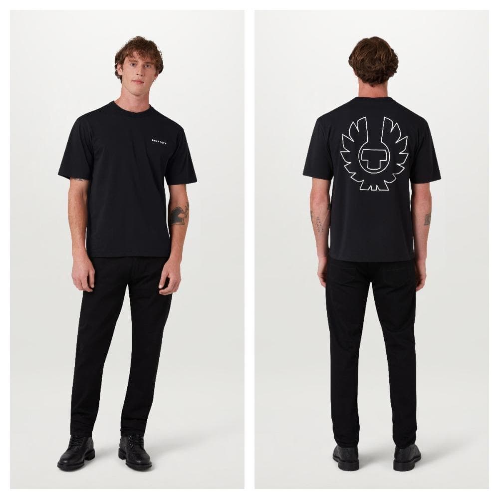 Belstaff Classic Logo T-Shirt, British Motorcycle Heritage Unisex Black Casual Tee, Minimalist Streetwear, Everyday Wear XXXL brown