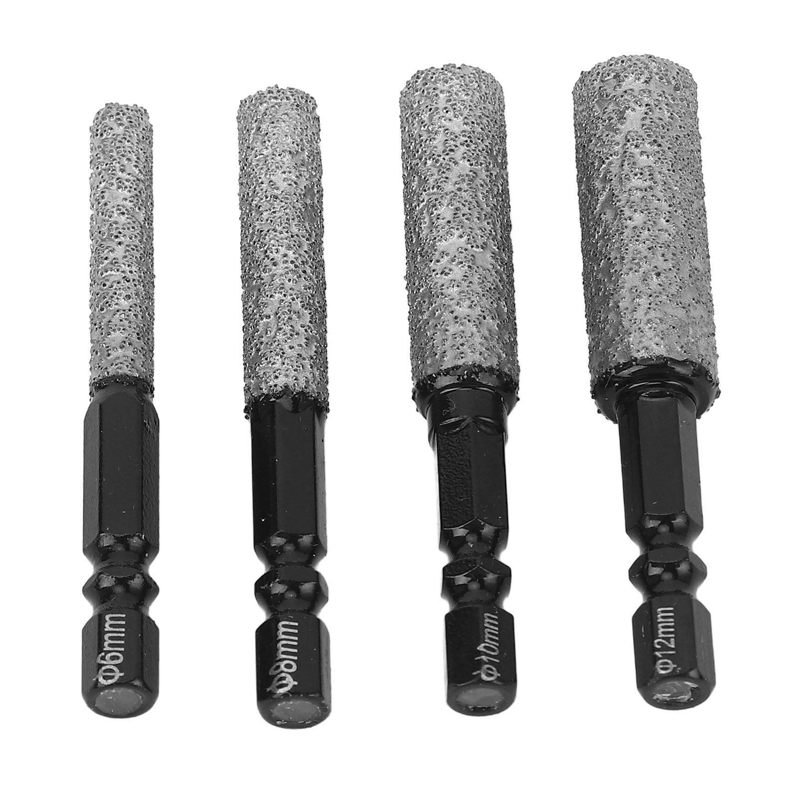 4 Pcs Diamond Drill Bit Set Versatile Hex Shank Hole Saw 6 8 10 12mm for Porcelain Ceramic Glass