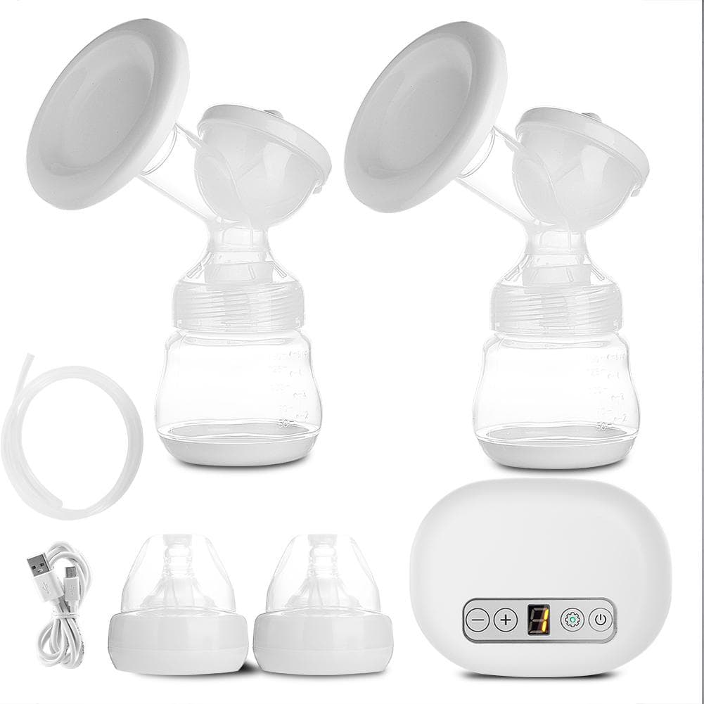 USB Electric Dual Suction Breast Pump Automatic Adjustable Infant Feeding ToolWhite white