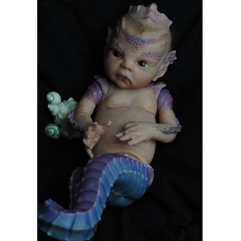 BZDOLL 50CM 3D Paint Skin Soft Silicone Reborn Princess Atlantyss Seahorse Baby Doll Lifelike 20 Inch Hippocampus Premium Collectibles 50cm 3D-paint Skin Doll