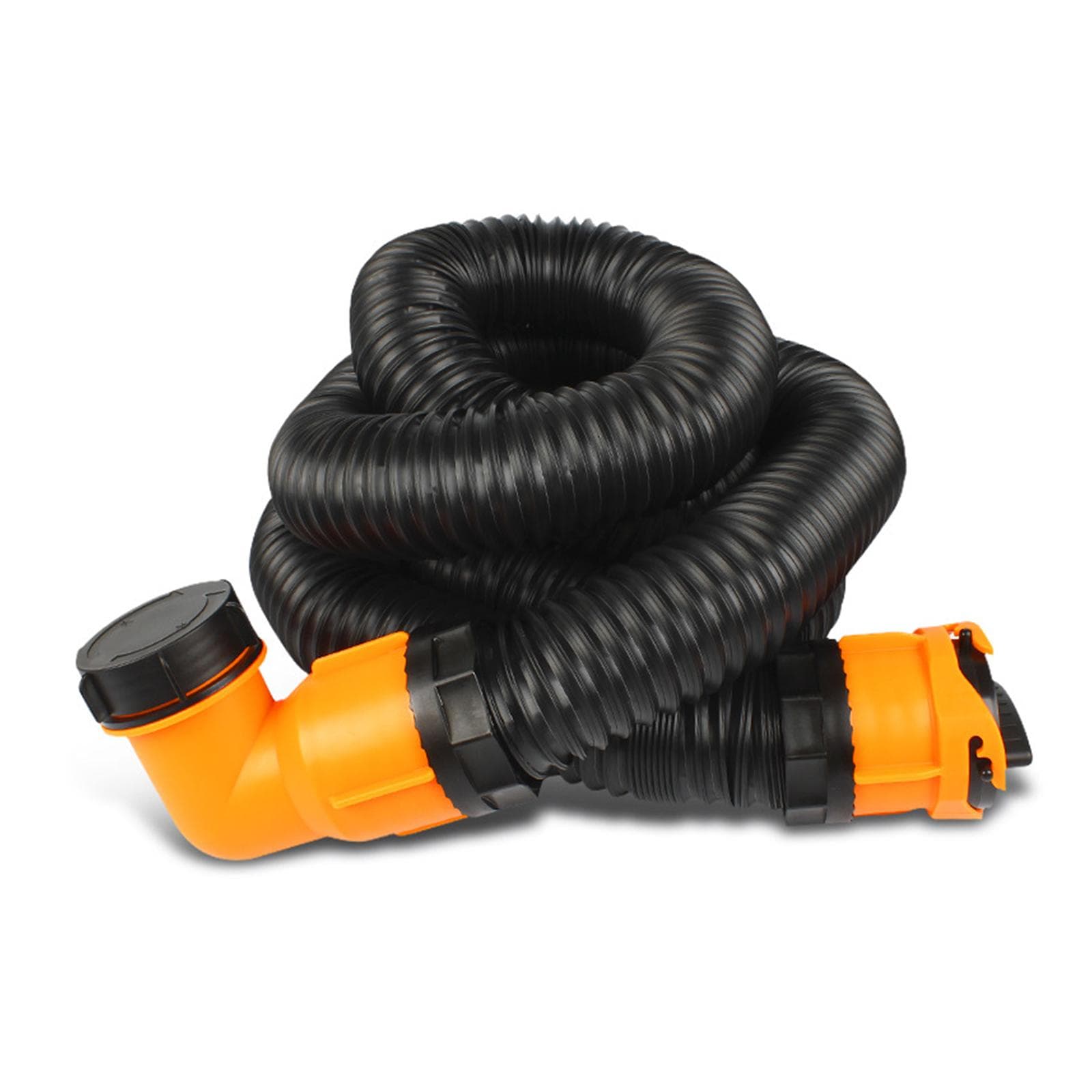RV Sewer Hose 3inch Sewage Pipe for RV Camper Shrinkage Length 1.3meter Stretch Length 4.8m black