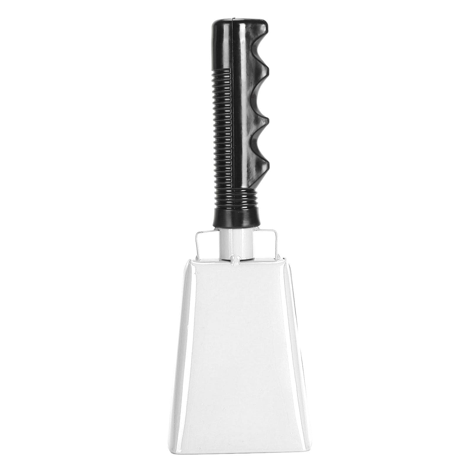 Cow Bell Noise Maker with Handle Loud Cheering Hand Bell Percussion Musical Instrument for Sporting white