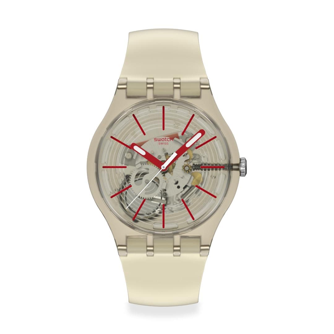 Swatch NEW GENT BIOSOURCED REVEALED IN THE SAND Beige Watch, SO29K119, Unisex, beige