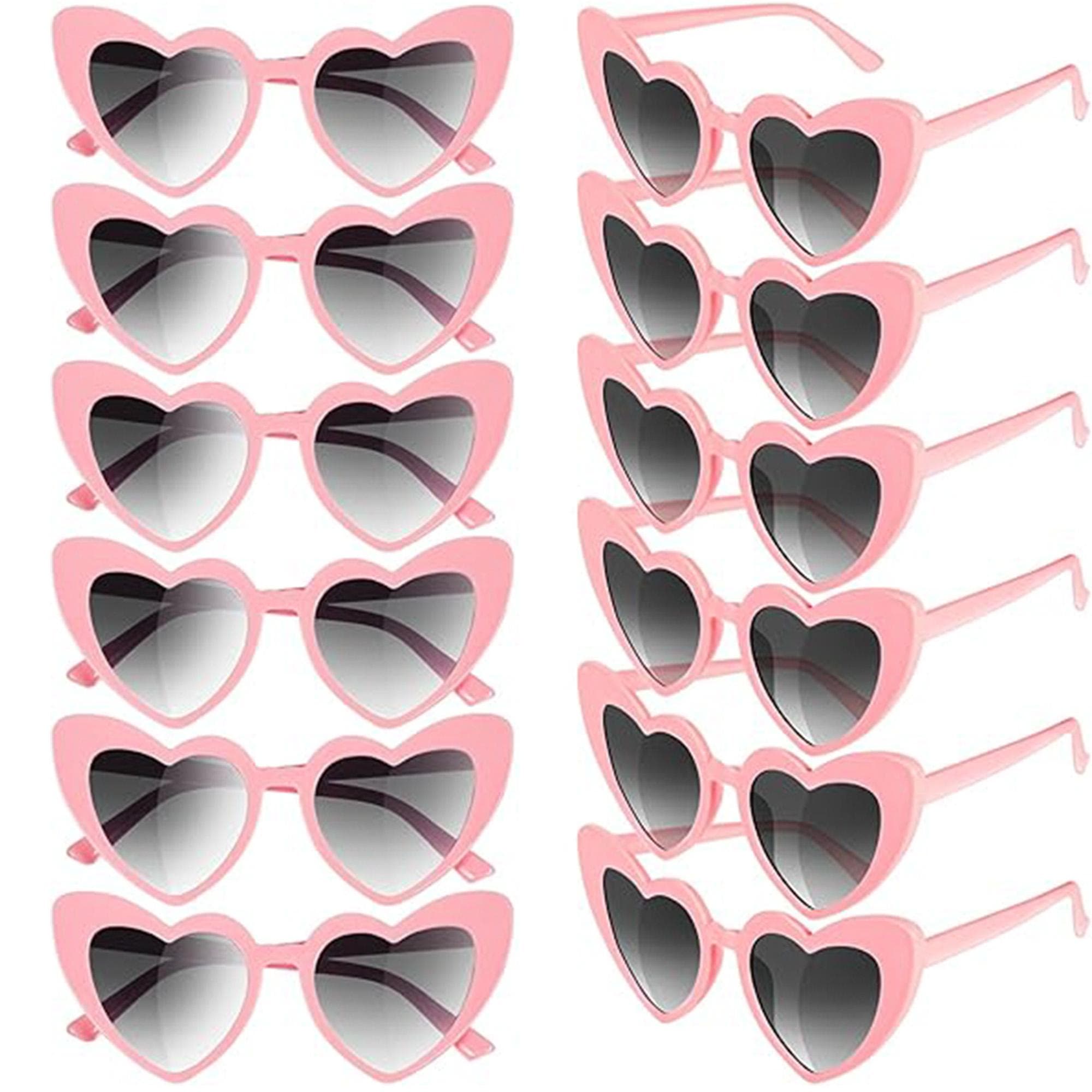 12 Pair Heart Shaped Sunglasses for Daily Use for Women Color Heart Eyeglasses Halloween Party Favor Christmas decorations