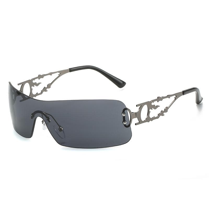 Vintage y2k Rimless Sunglasses Women Men Fashion Luxury Designer Metal Hollow Punk Hip Hop UV400 Sun Glasses As the picture