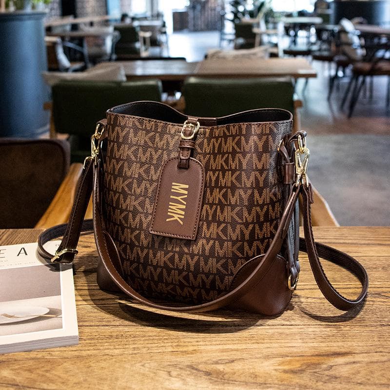 Bag Women Fashion Bucket Bag Printed Shoulder Bag Fashion Texture Diagonal Bag