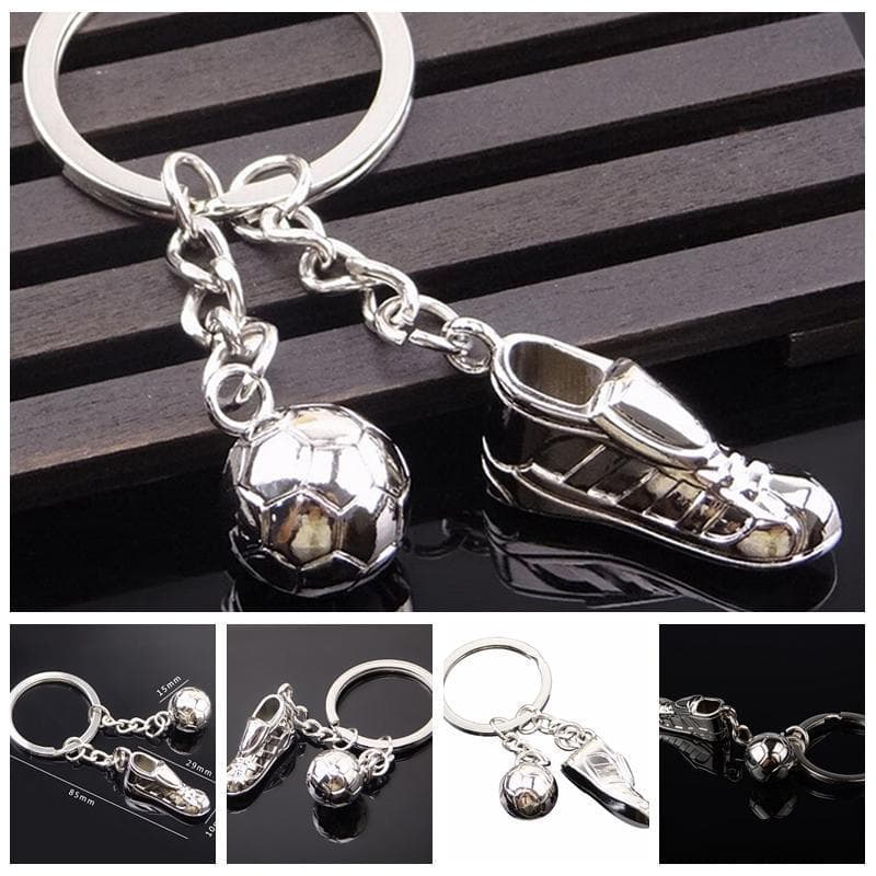 Keychain Metal Ring Keyfob Soccer Shoes Keyring silver